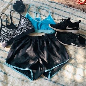 Light blue and black nike shorts